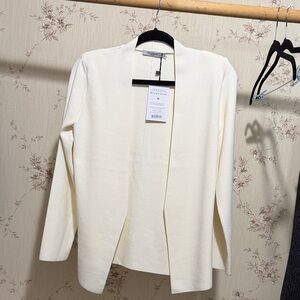 MM Lafleur Open-Front Cream Jardigan, Woolf 3.0 Jardigan in Ivory (size L)